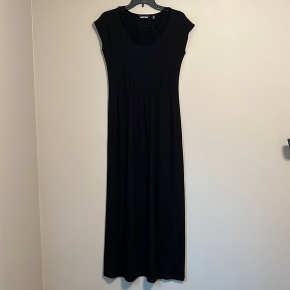 Lands’ End Crochet Top Black Maxi Dress Xs 2-4 - Picture 1 of 10